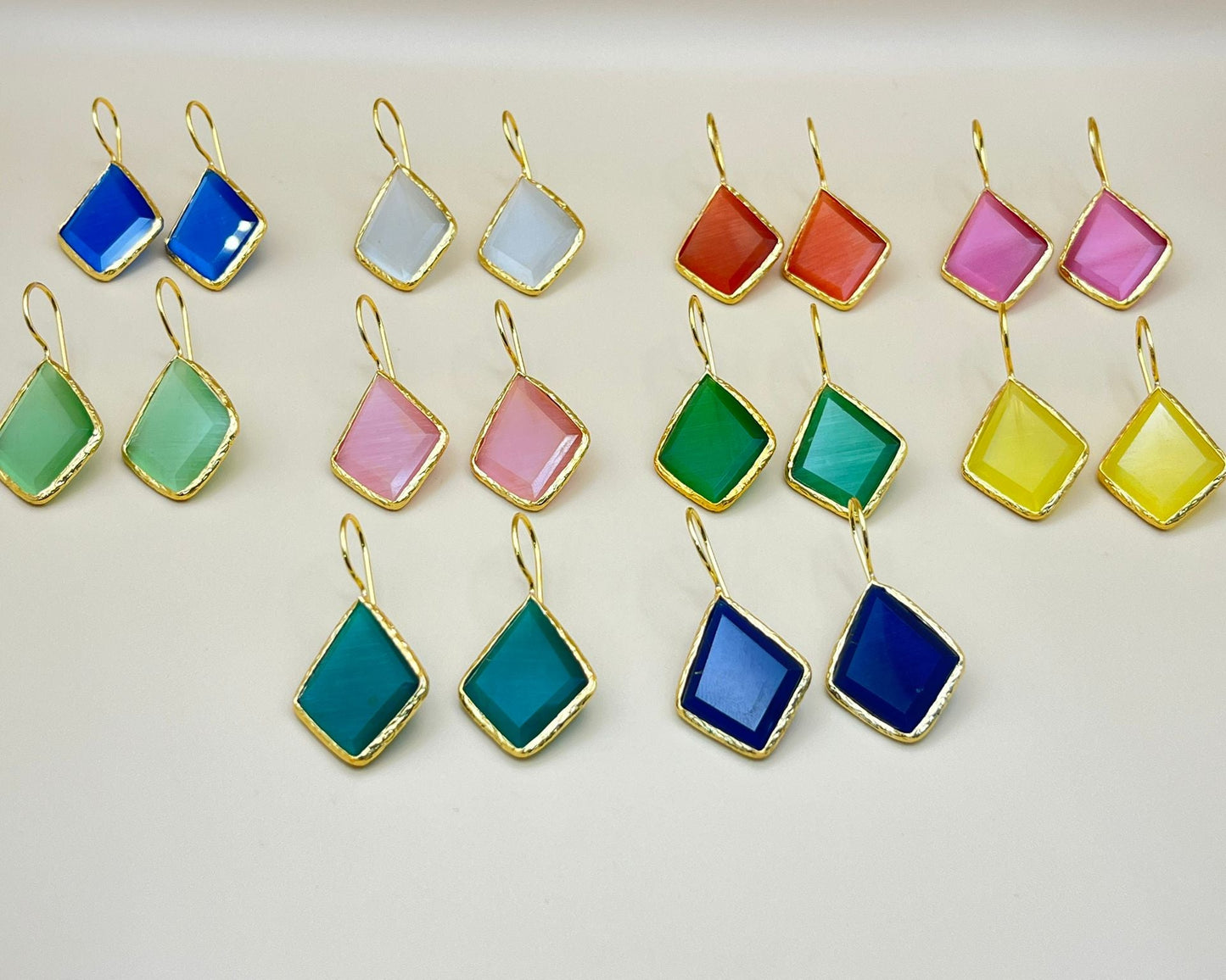 Diamond Glow – Gold-Plated Earrings with Natural Gemstone | PARNIN Fashion