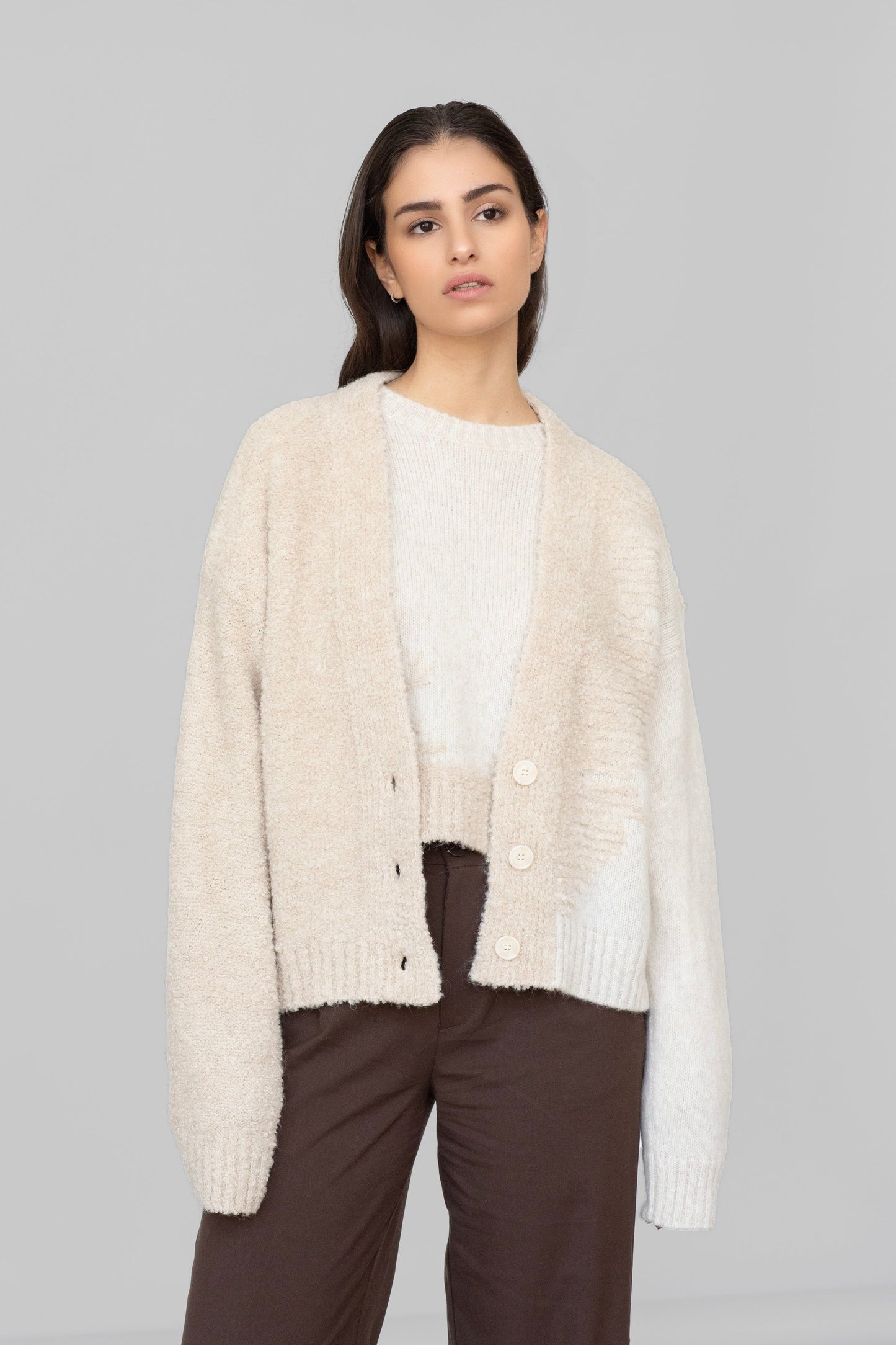 Naty - Cardigan Boucle' in Lana e Alpaca