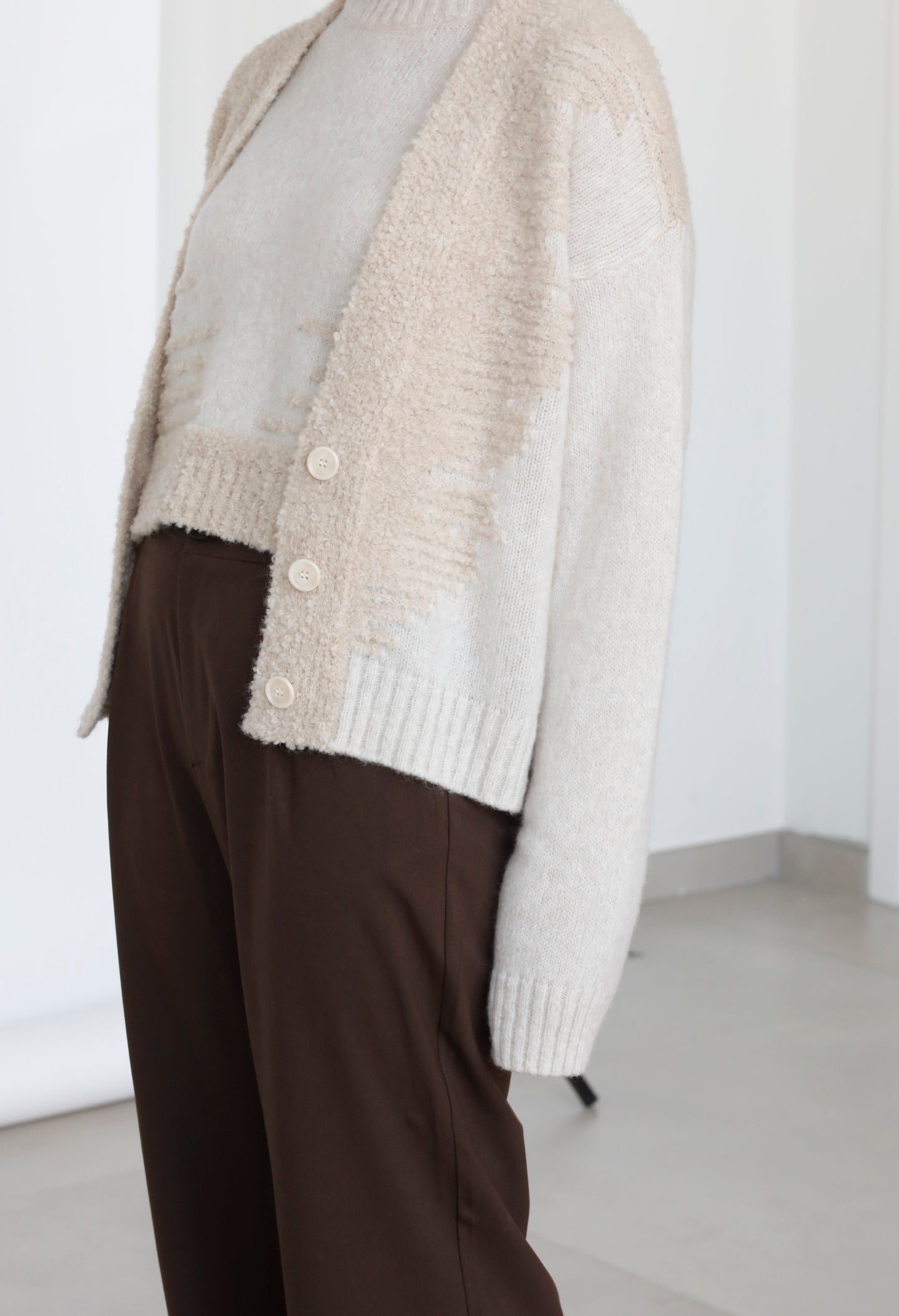 Naty - Cardigan Boucle' in Lana e Alpaca