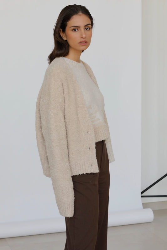 Naty - Cardigan Boucle' in Lana e Alpaca