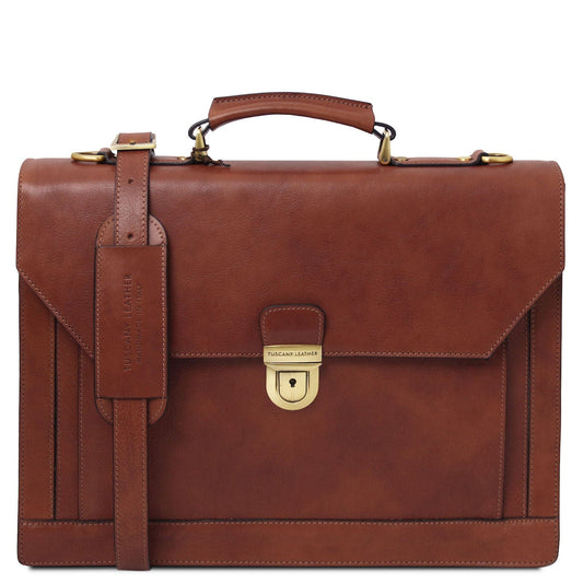 Cremona - 3 compartment matte leather briefcase | TL142448