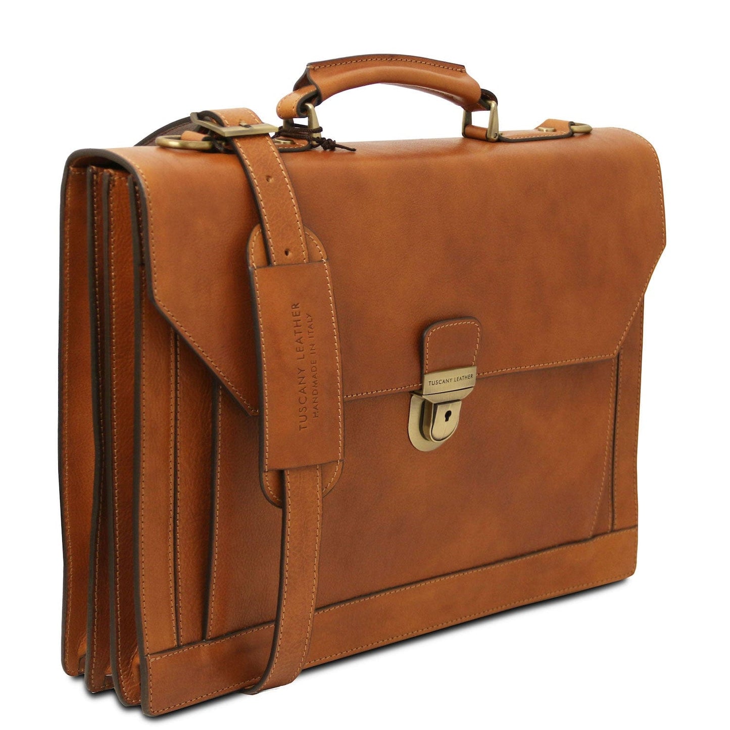 Cremona - 3 compartment matte leather briefcase | TL142448