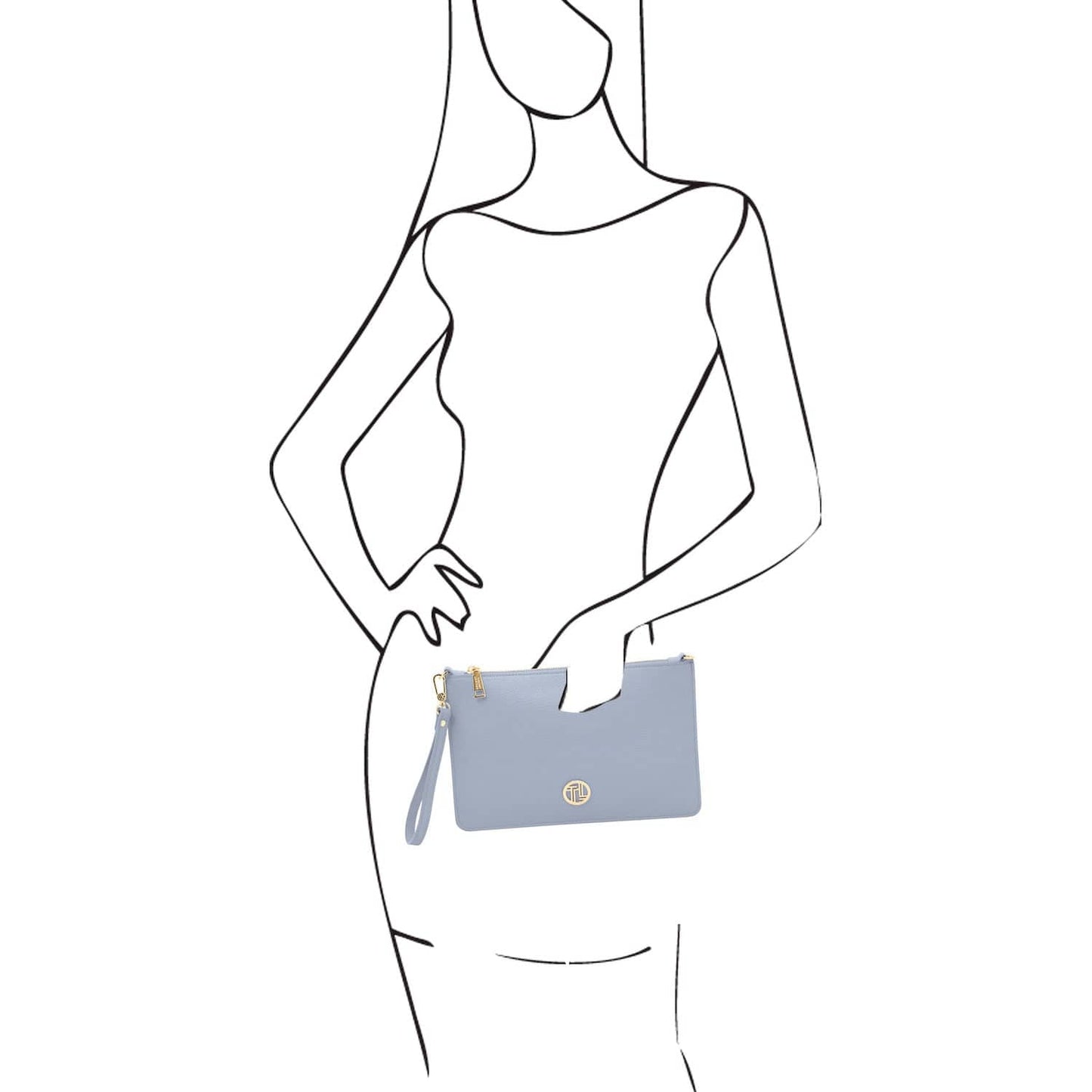 Diva - Leather Pouch Clutch With Chain Strap | TL142461