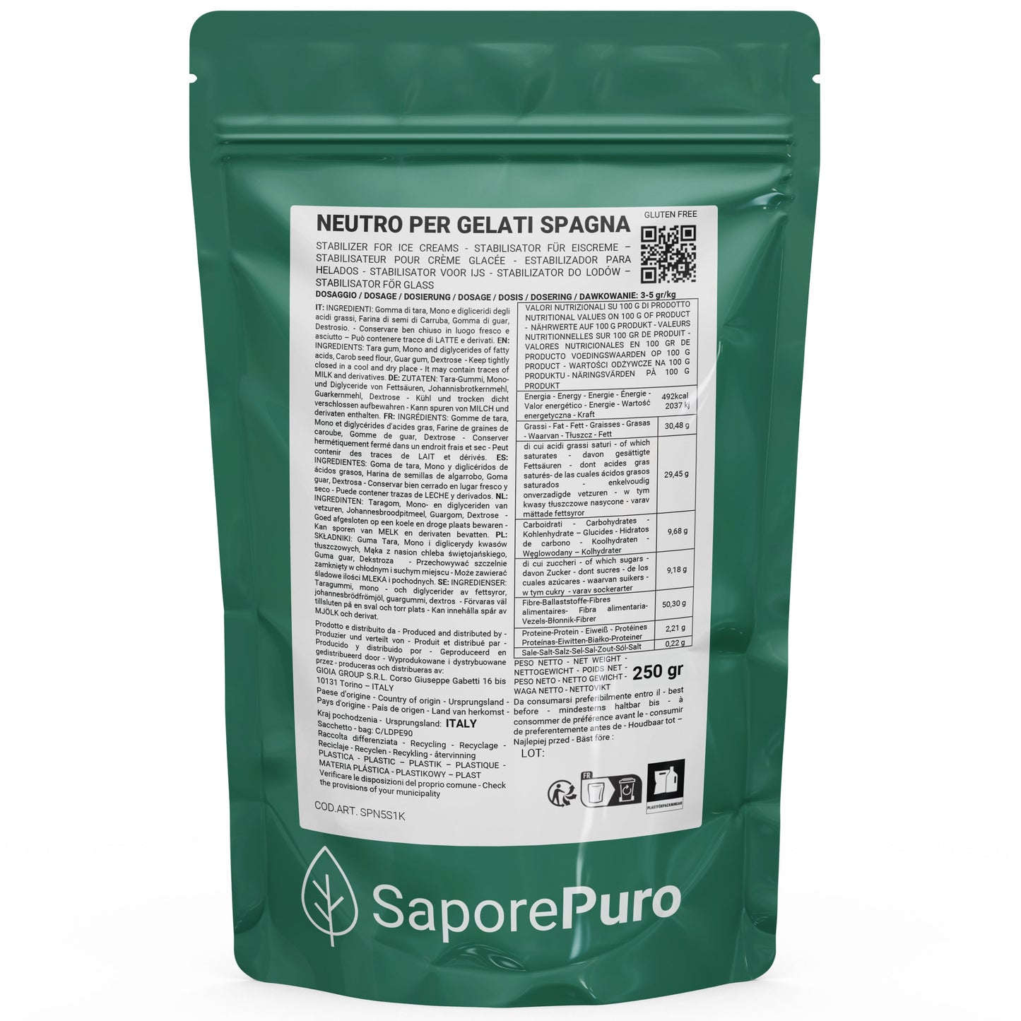 Neutro per Gelato SaporePuro S - Il Segreto per un Gelato Cremoso e di Alta Qualità - Stabilizzante per Gelato