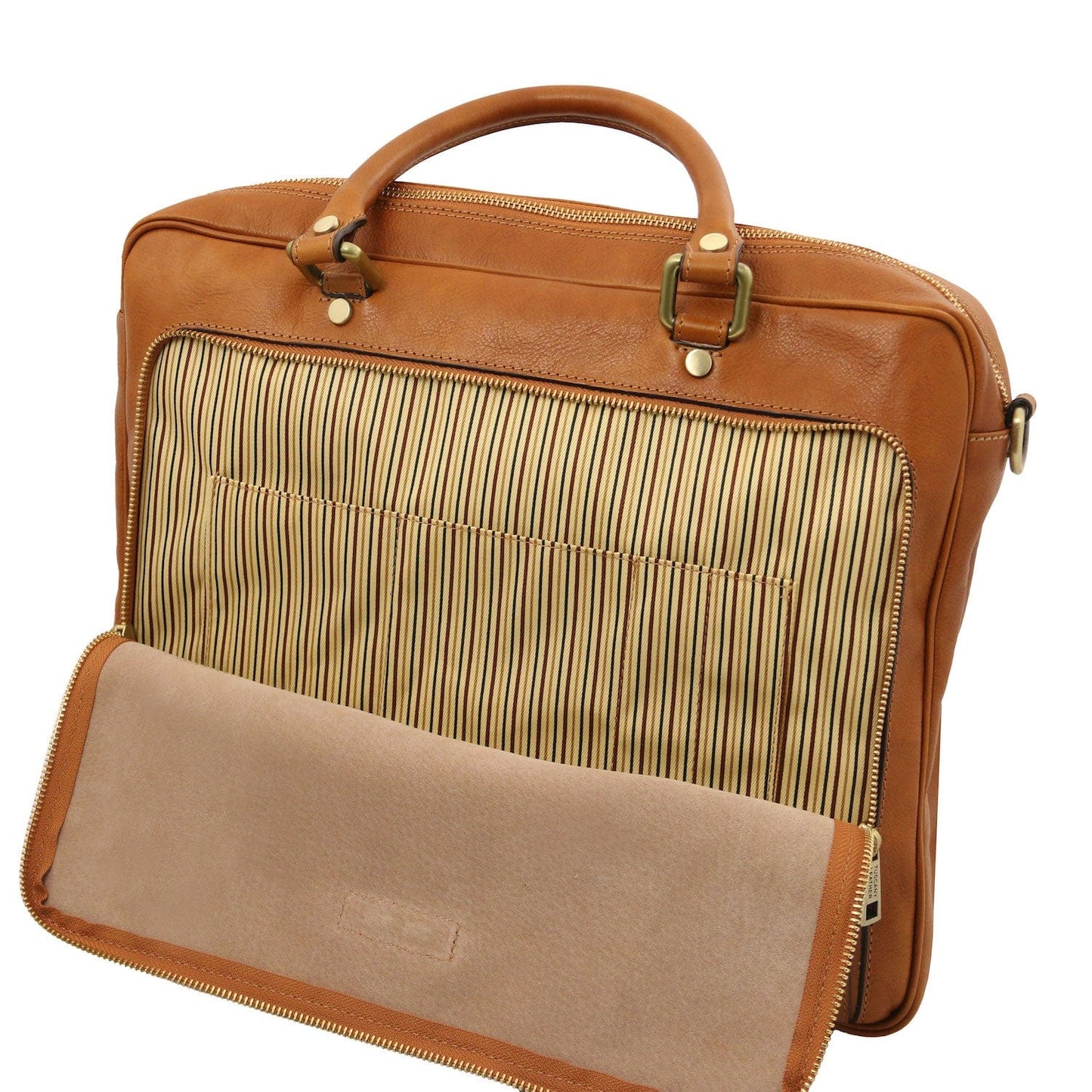 Pisa - Matte leather laptop briefcase with front pocket | TL142427