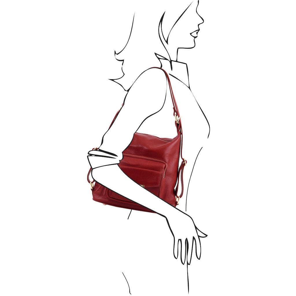 TL Bag - Leather 2-in-1 convertible backpack shoulder bag | TL141535