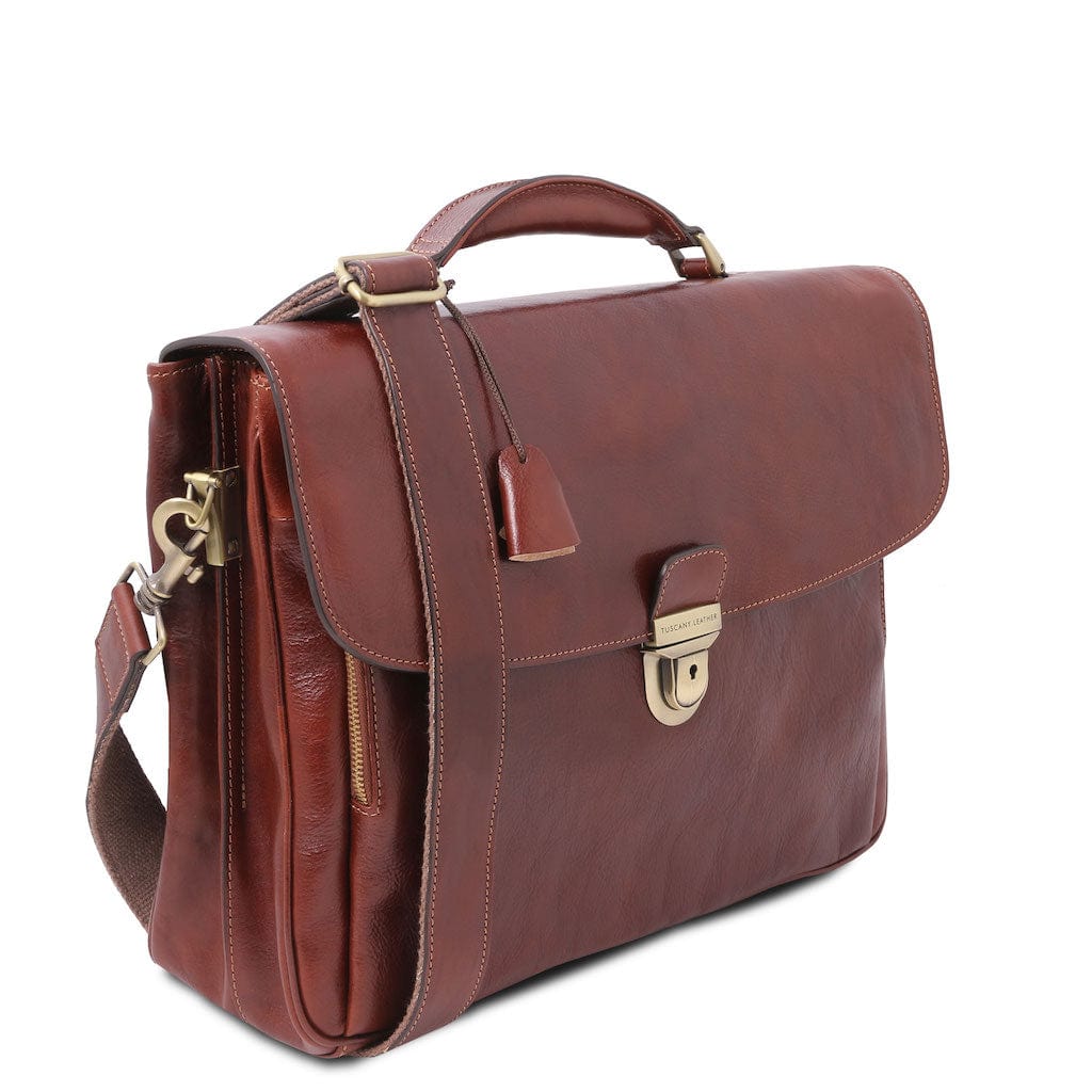 Alessandria - Matte leather multi compartment TL SMART laptop briefcase | TL142067