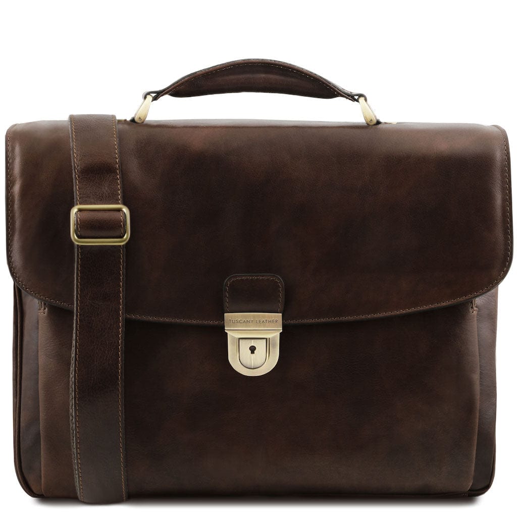 Alessandria - Matte leather multi compartment TL SMART laptop briefcase | TL142067
