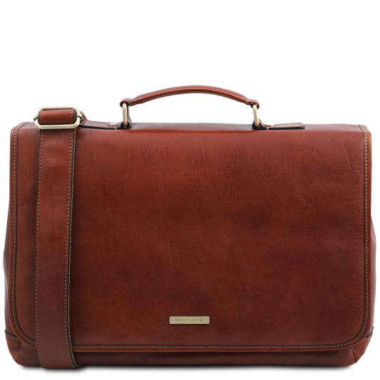 Mantova - Leather multi compartment TL SMART briefcase with flap | TL142068 messenger bag