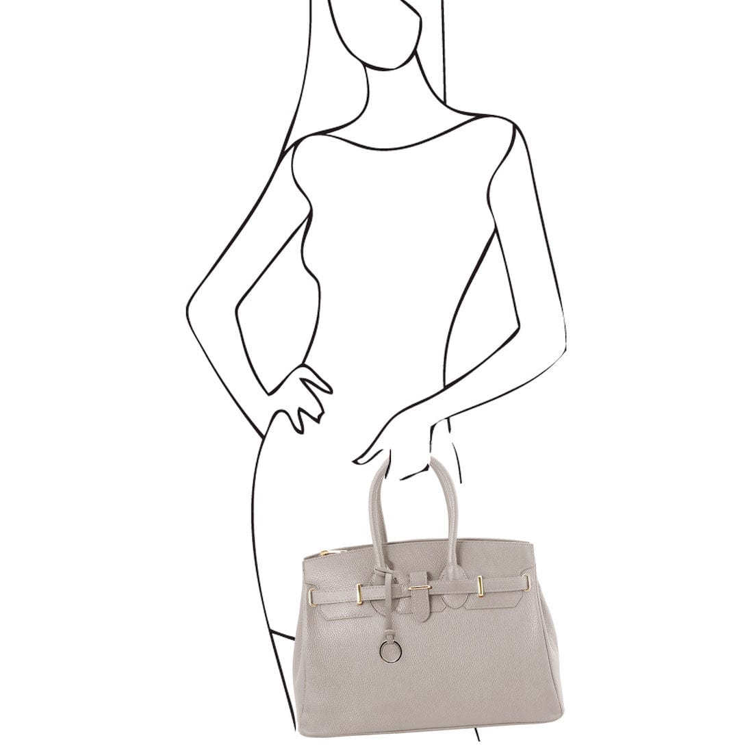 TL Bag - Leather handbag with golden hardware | TL141529