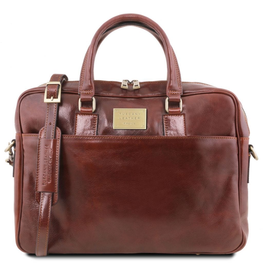 Urbino - Leather laptop briefcase 2 compartments with front pocket | TL141894