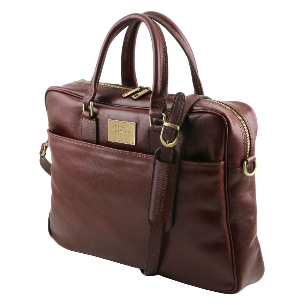 Urbino - Leather laptop briefcase with front pocket | TL141241