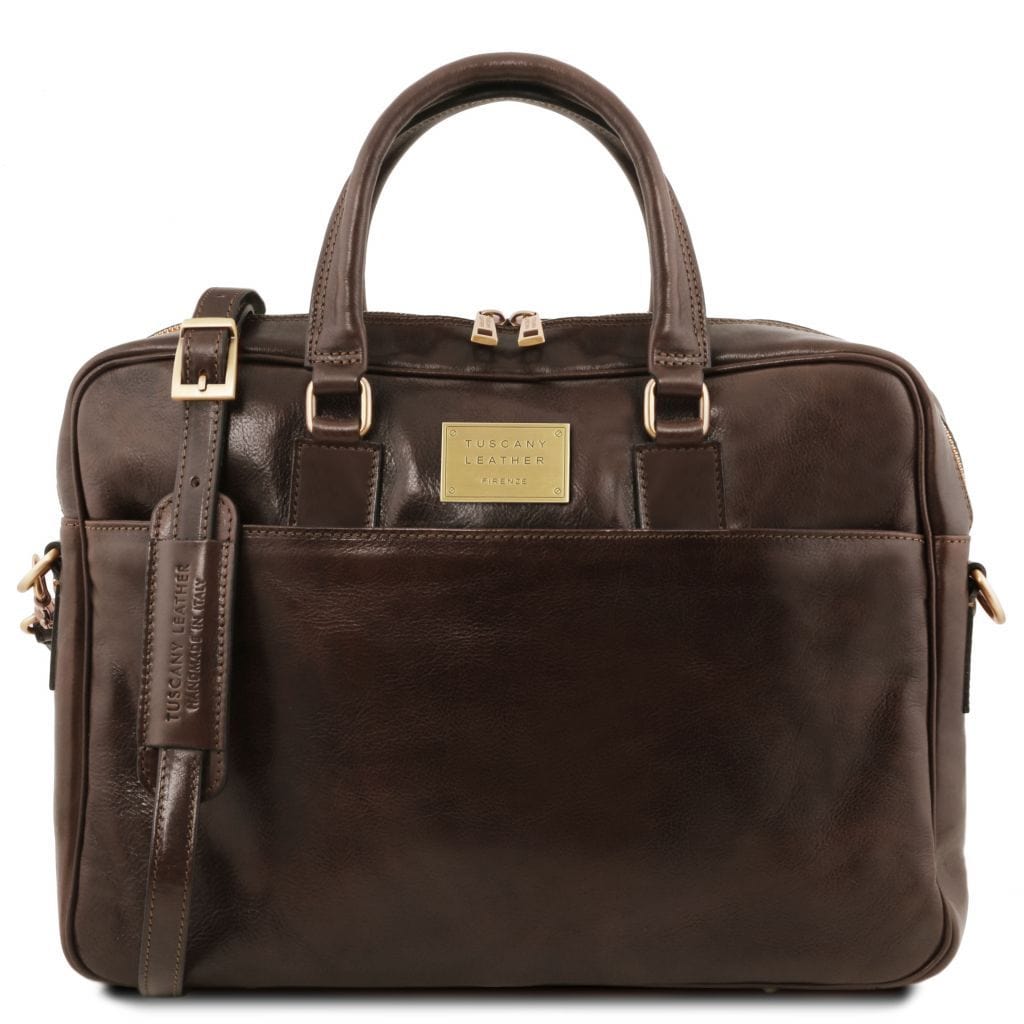 Urbino - Leather laptop briefcase with front pocket | TL141241