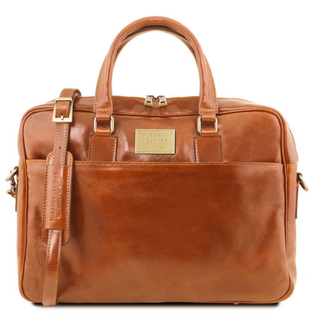 Urbino - Leather laptop briefcase with front pocket | TL141241
