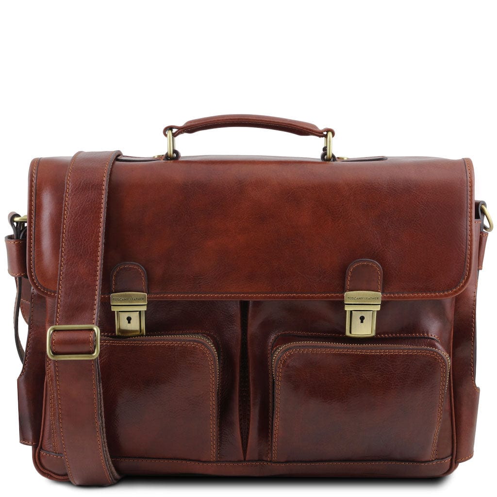 Ventimiglia - Leather multi compartment TL SMART briefcase with front pockets | TL142069