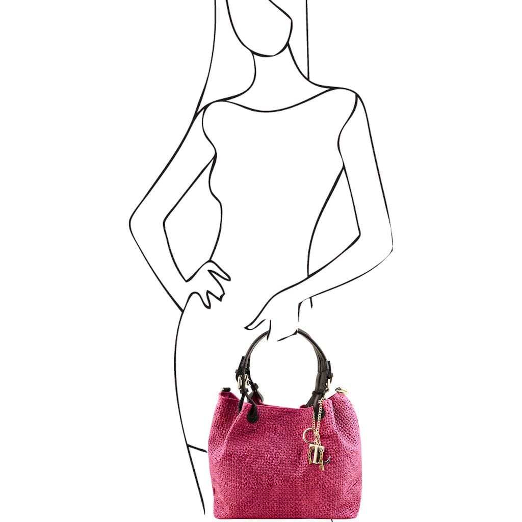 TL KeyLuck - Woven printed leather shopping bag | TL141573