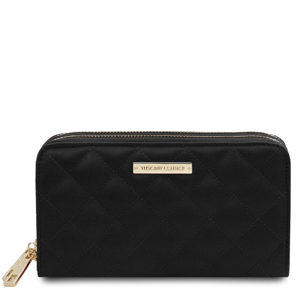 Ada - Double zip around soft quilted leather wallet | TL142349