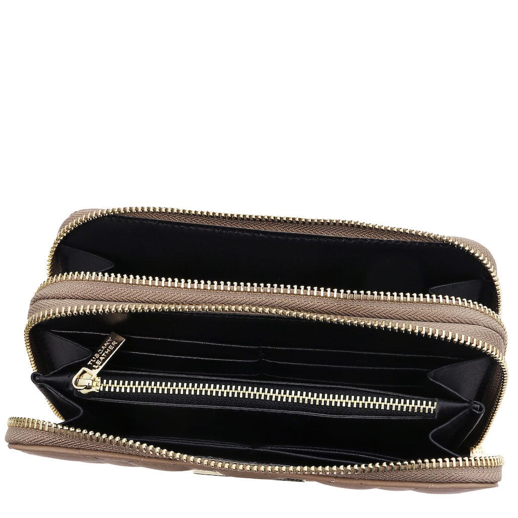 Ada - Double zip around soft quilted leather wallet | TL142349