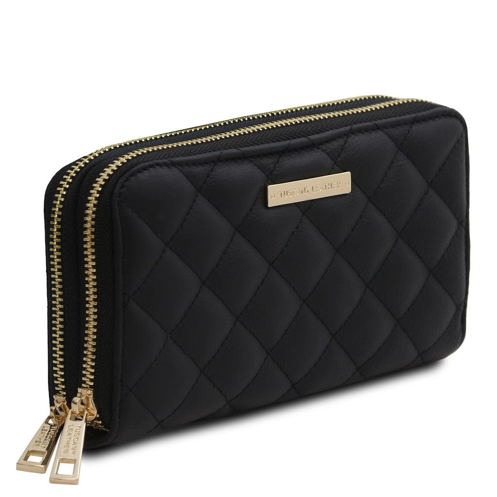 Ada - Double zip around soft quilted leather wallet | TL142349