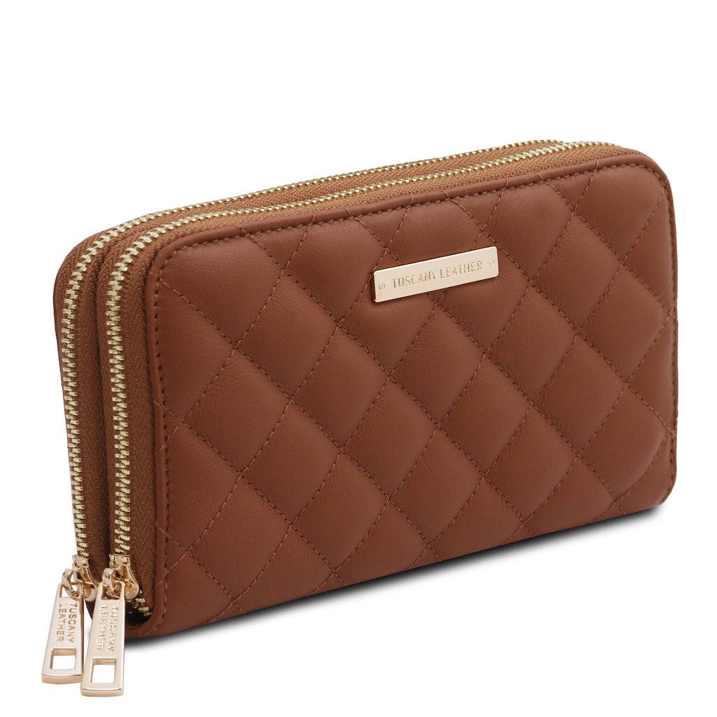 Ada - Double zip around soft quilted leather wallet | TL142349