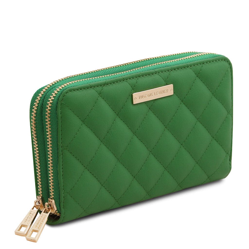 Ada - Double zip around soft quilted leather wallet | TL142349