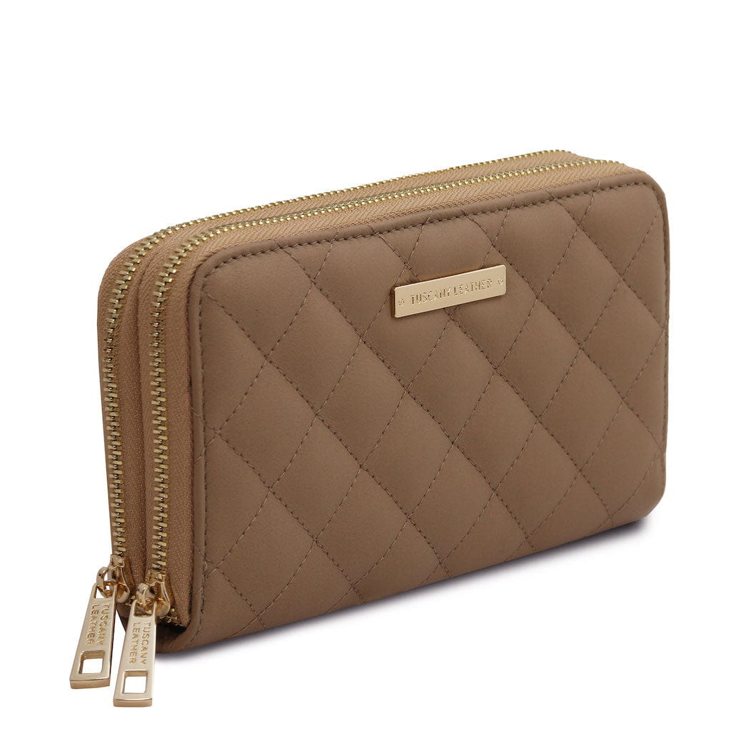 Ada - Double zip around soft quilted leather wallet | TL142349