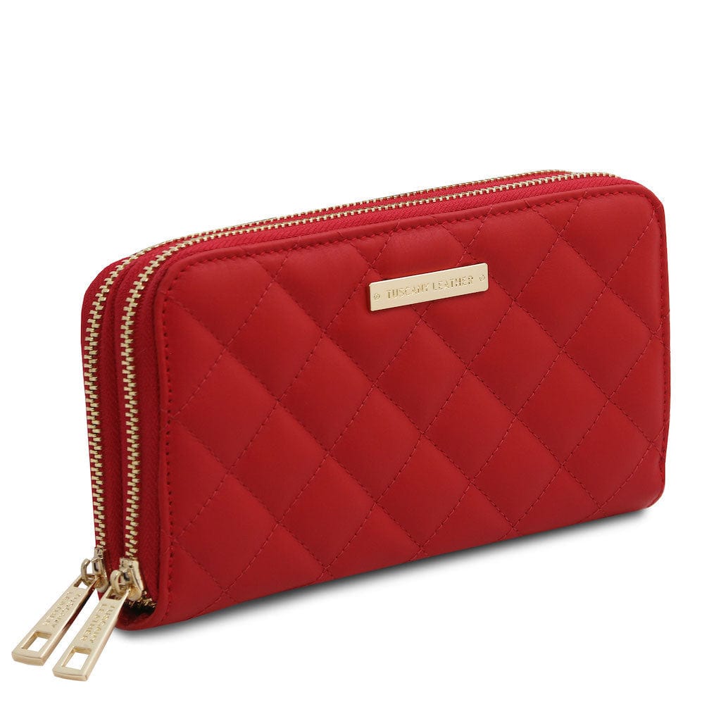 Ada - Double zip around soft quilted leather wallet | TL142349