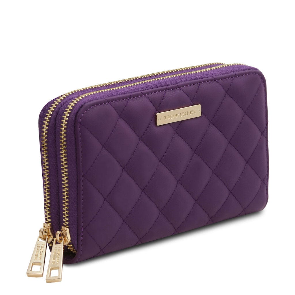 Ada - Double zip around soft quilted leather wallet | TL142349