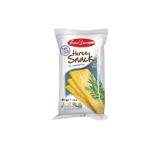 50 confezioni schiacciatine three snack forno damiani rosmarino