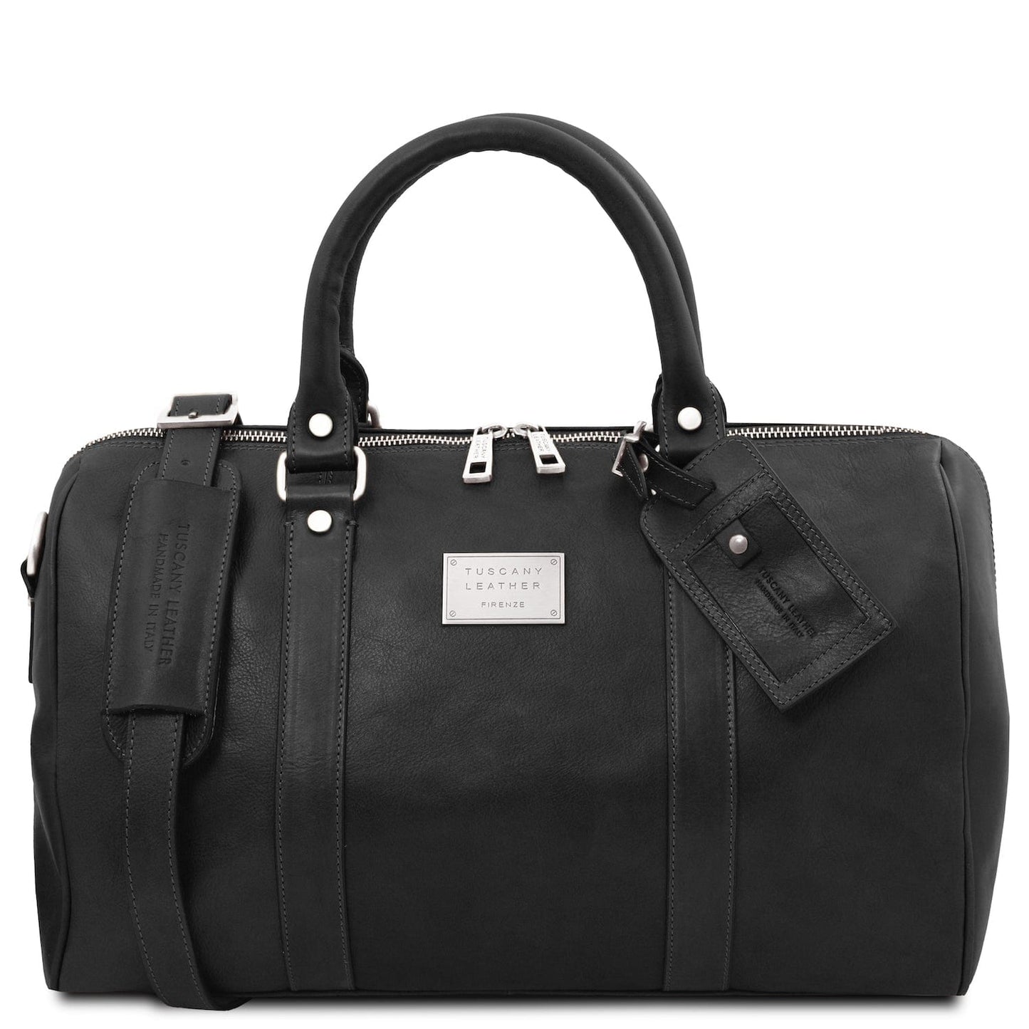 TL Voyager - Travel leather duffle bag with pocket on the back side in matte leather - Small size | TL141250